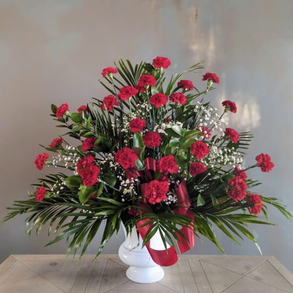 Red Carnation Urn Arrangement
