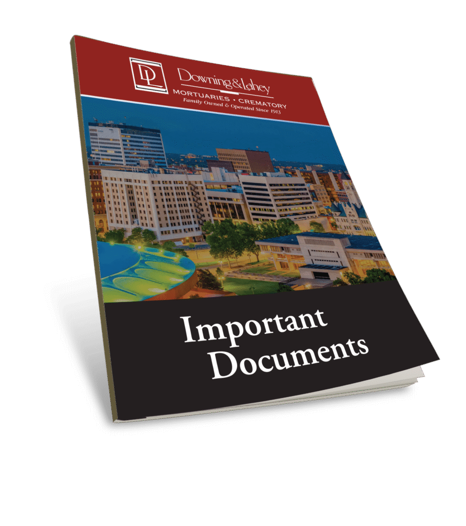Free personal record guide for funeral planning from Downing and Lahey